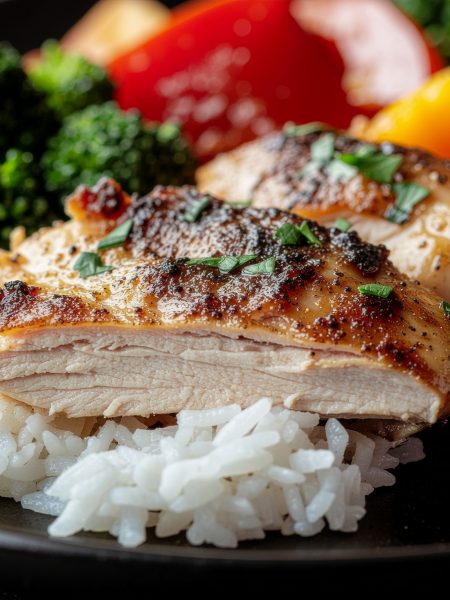 Pulled Chicken mit Reis & Gemüse