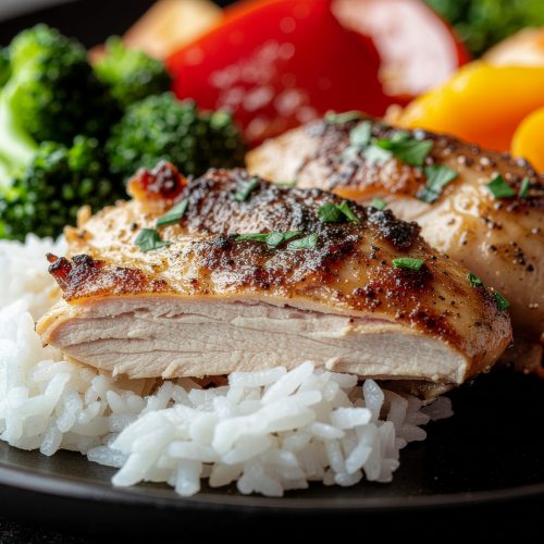 Pulled Chicken mit Reis & Gemüse