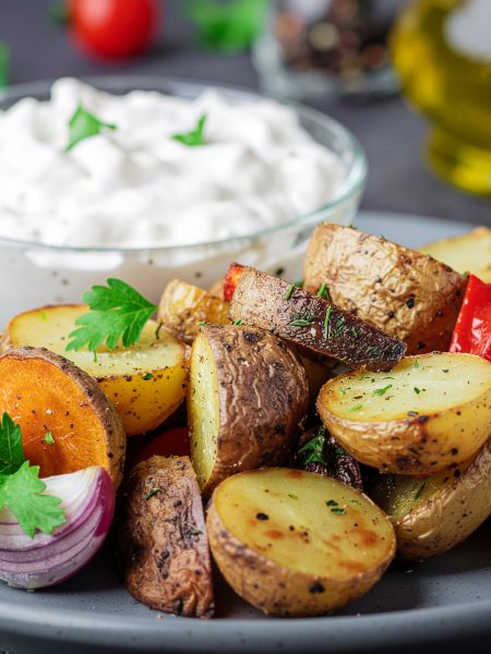 Ofengemüse mit Quark-Dip