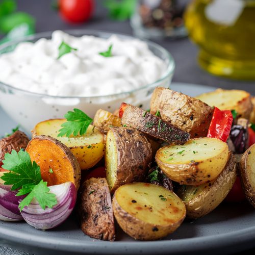 Ofengemüse mit Quark-Dip