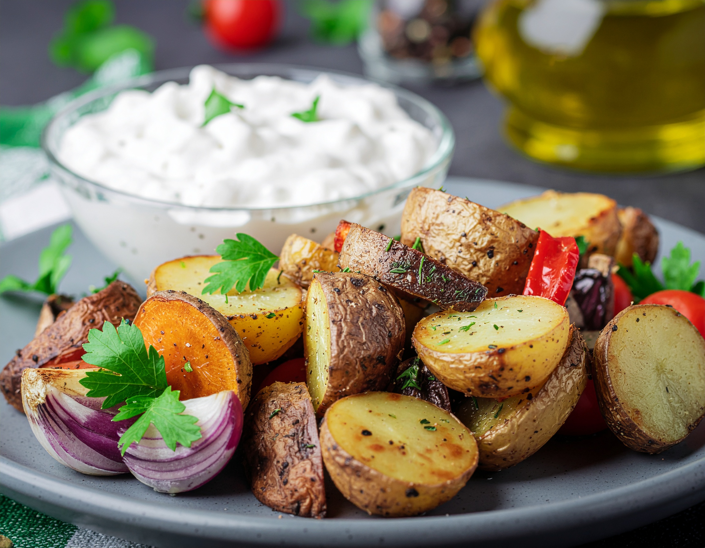 Ofengemüse mit Quark-Dip