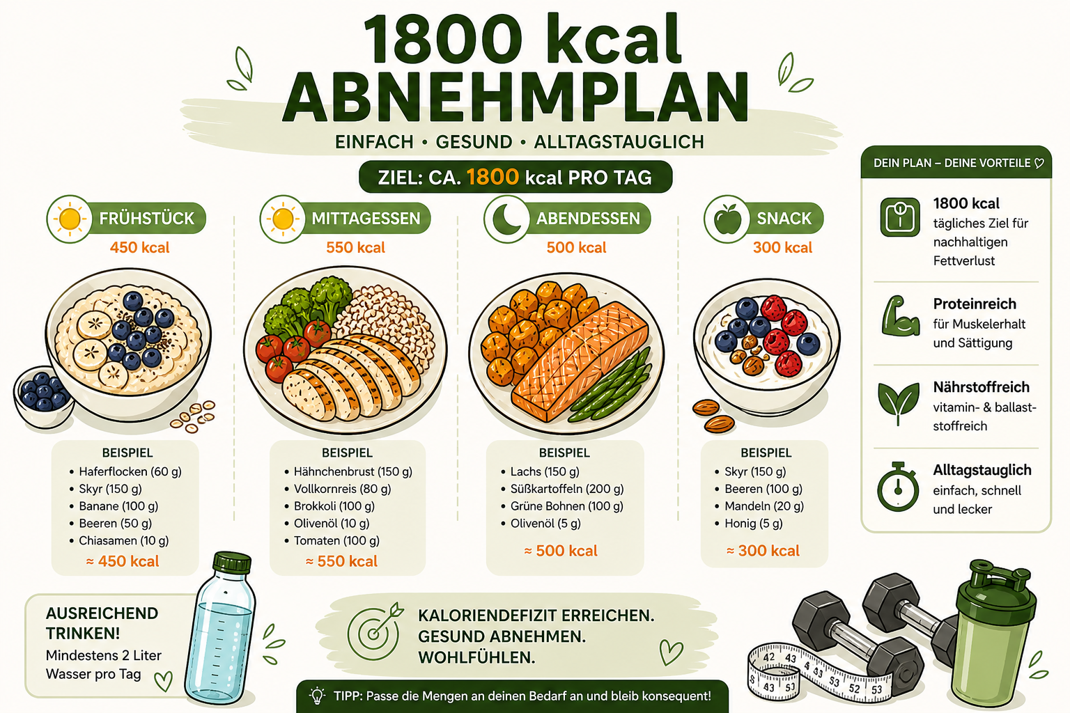 1800 kcal Abnehmplan