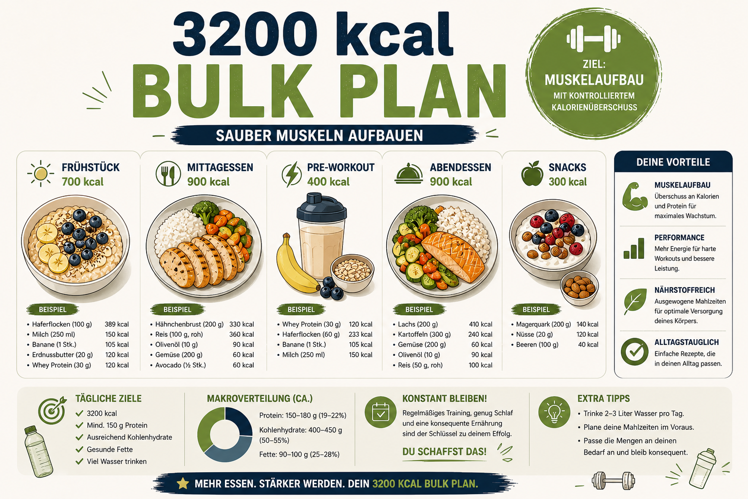 💪 3200 kcal Bulk Plan